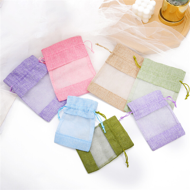 Pouch Drawstring Burlap Christmas Window Jewelry Drawstring Gift Linen Bundle Pocket Jute Sack Candy Gift Storage Food Bag