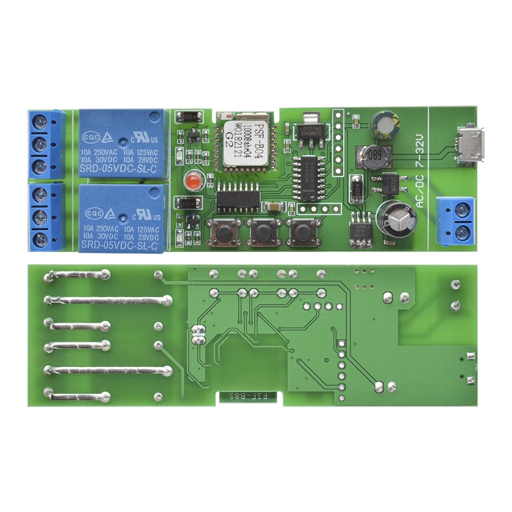 FocusAi Cửa Điều Khiển Từ Xa EWeLink 2 Kênh Module Chuyển Tiếp WiFi Smart Home APP Công Tắc Điều Khiển Từ Xa DC 7-32V