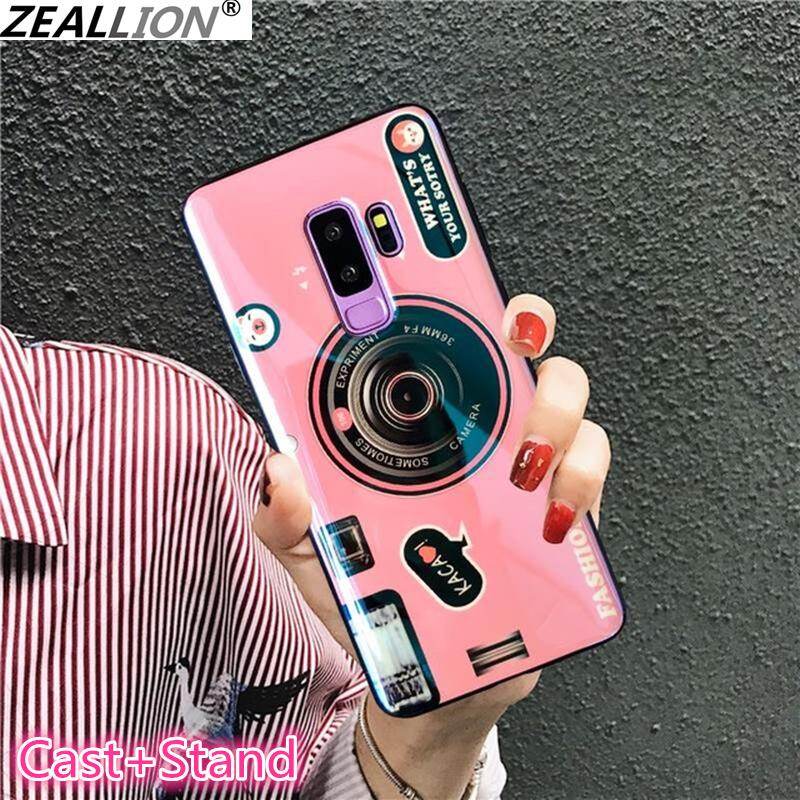 Zeallion Cho [[Samsung Galaxy S7 Edge S8 S9 Plus S10 5G S10e Note 8 9 10 Pro] Blu-ray Máy Ảnh Hoa Văn ốp Mềm Mại Ốp Lưng Điện Thoại Có Đế Đứng