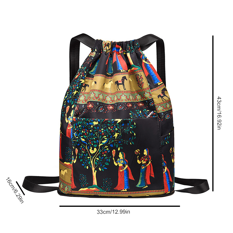 【QNAIT】Drawstring Foldable Large Capacity Dry Wet Separation Travel Sports Backpack Exotic Drawstring Gym Bag Backpack Bag