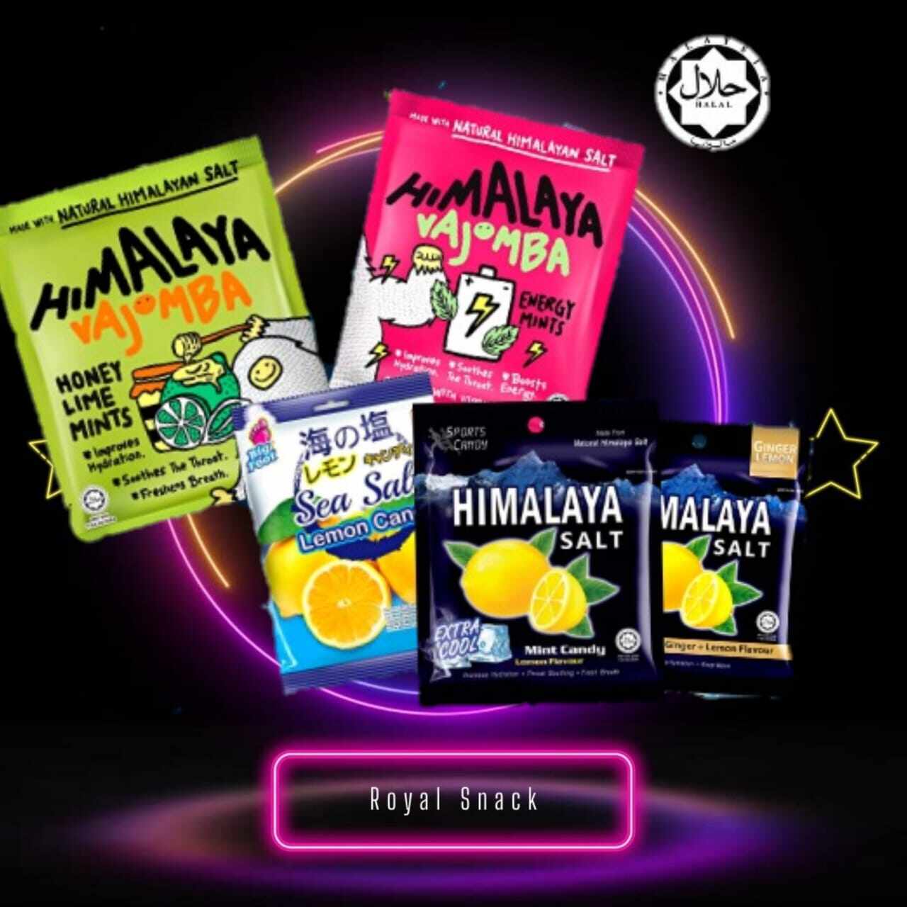 Big Foot Himalaya Vajomba Actiwhoosh Salt Extra Cool Mint Lemon Flavour  Ginger Honey Lime Mint Sport Candy 15g, Food & Drinks, Packaged & Instant  Food on Carousell