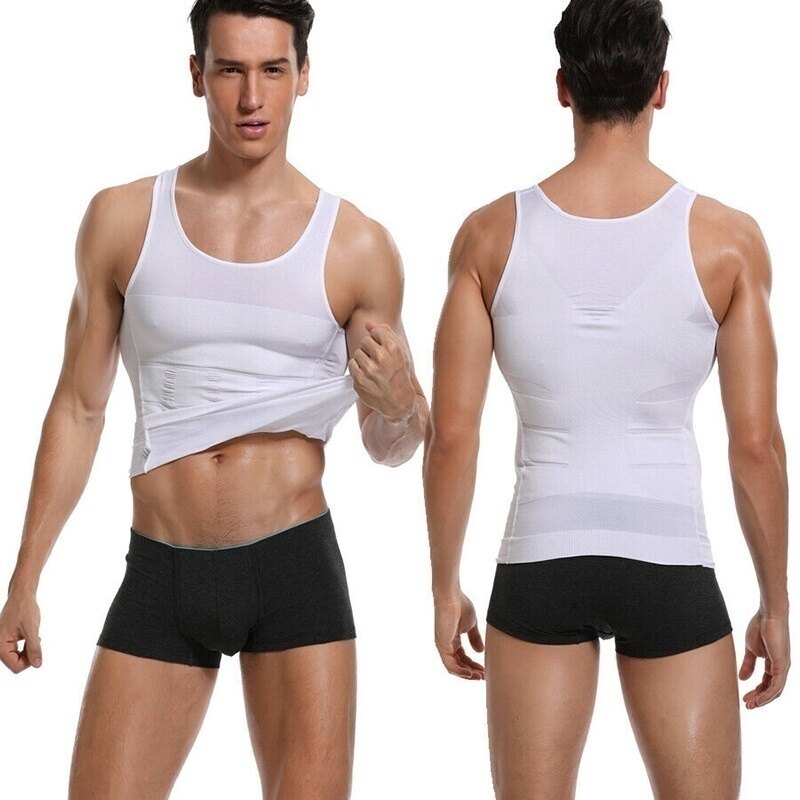 Mens Compresion Shirt Body Slimming Vest Shaping Underwear Waist Trimmer Tummy Control Belly