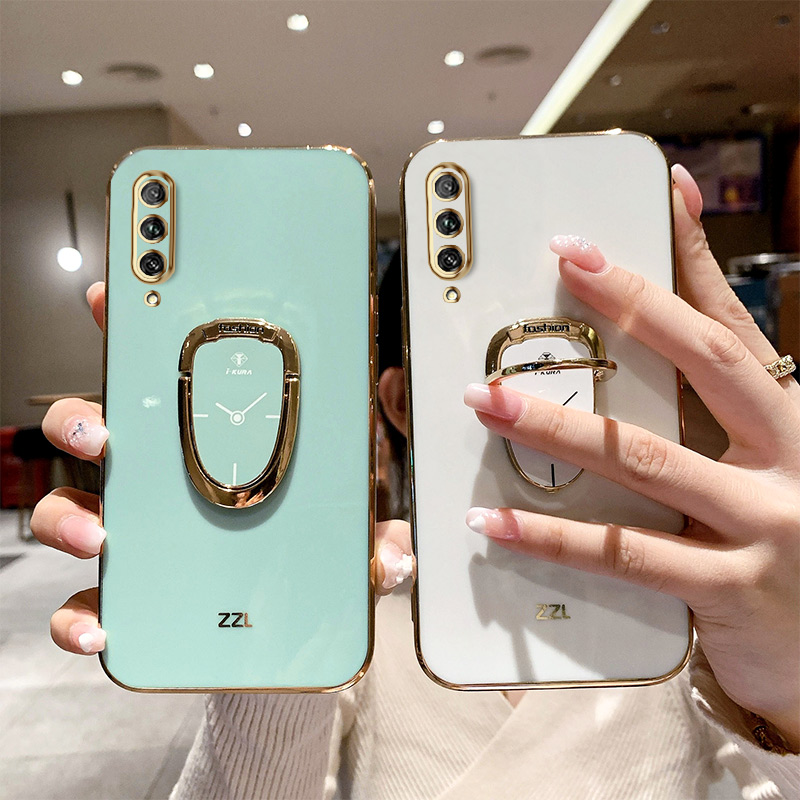 YBD Soft Phone Case For Huawei Y9S Plating Casing y9s Precise camera protection with Free Clock Ring