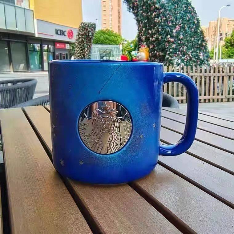 Starbuck Bronze Cup Blue Dream Starry Gradient Mug Creative Ceramic Coffee Cup Water Cup Limited Edition Starbuck Tumbler Starbuck Mug