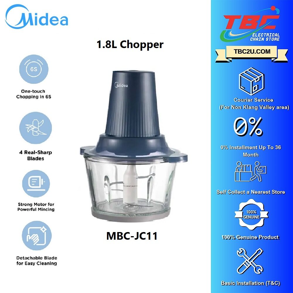 MIDEA MBC-JC11 1.8L GLASS JAR CHOPPER (MBCJC11) | Lazada