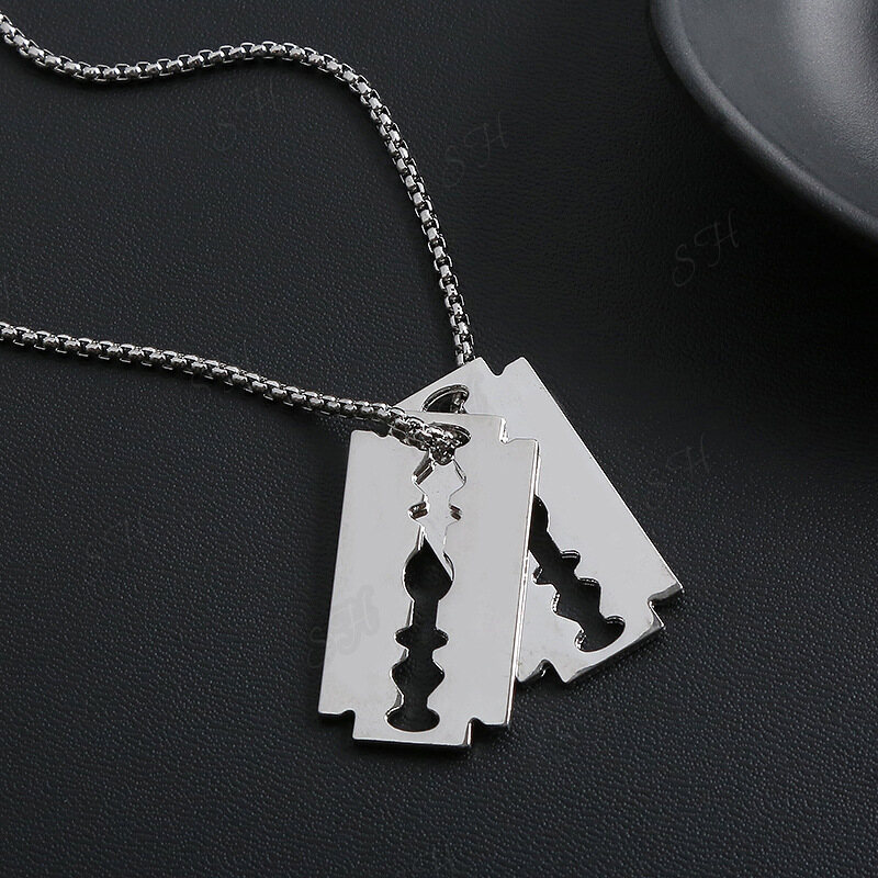 Fashion nine stainless steel necklace large blade pendant