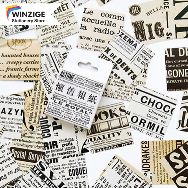Winzige Set 45 miếng dán in họa tiết phong cách báo chí dùng trang trí sổ tay, sổ ghi chú DIY - INTL