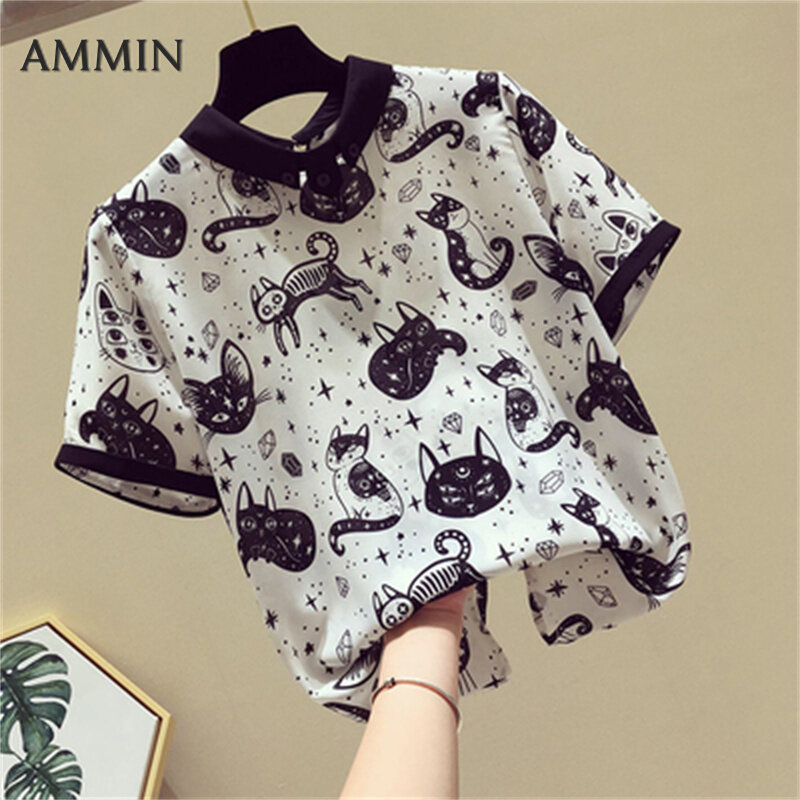 AMMIN Hè Mới Phiên Bản Hàn Quốc Cổ Tròn Thời Trang Đơn Giản Rộng Mỏng Mỏng
