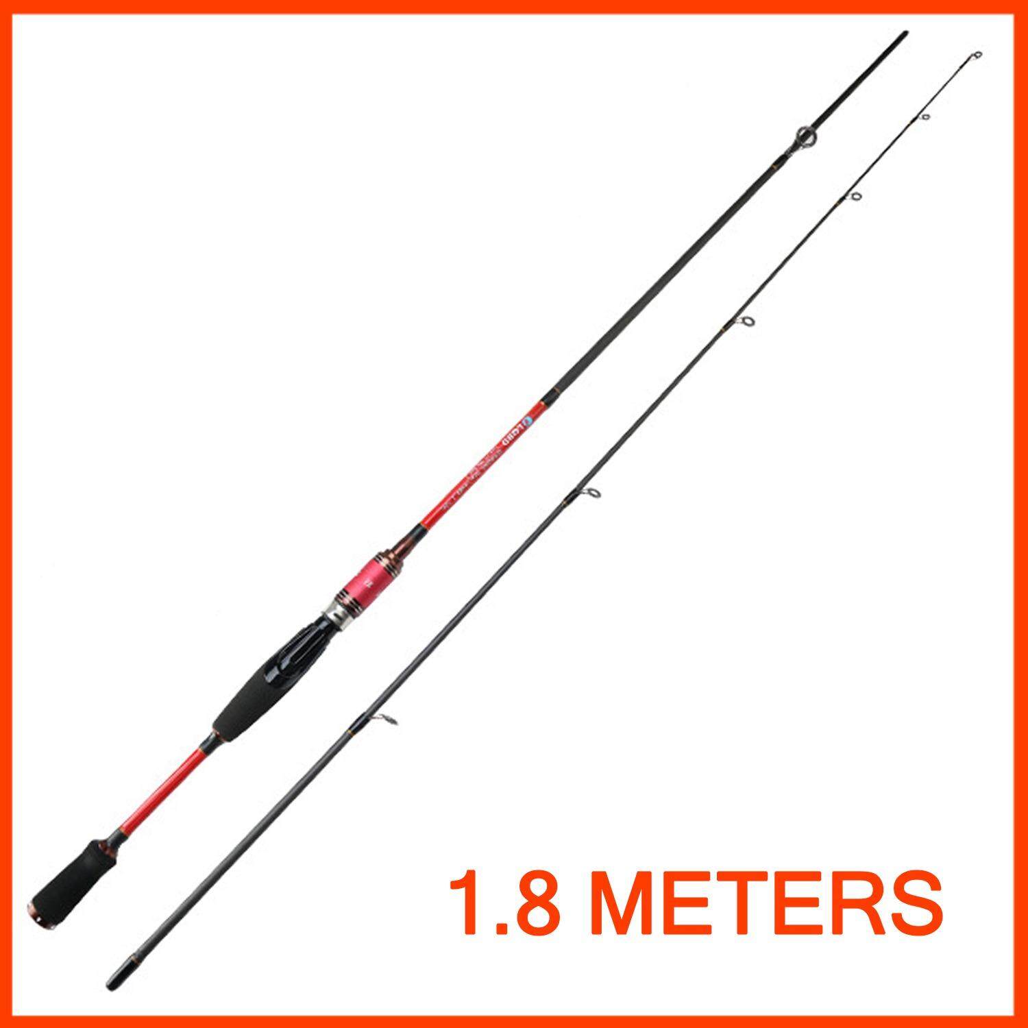 1.8 M/2.1 M/2.4 M Joran Umpan 2 Bagian Serat Karbon Perjalanan Tiang Joran Pancing Lempar Ultra Ringan Super keras Pegangan Lurus Laut Joran Pancing Sungai dan Danau Kolam Reservoir Streaming Tindakan Cepat Umpan Ikan Rod (1.8 M) (Merah)-Intl