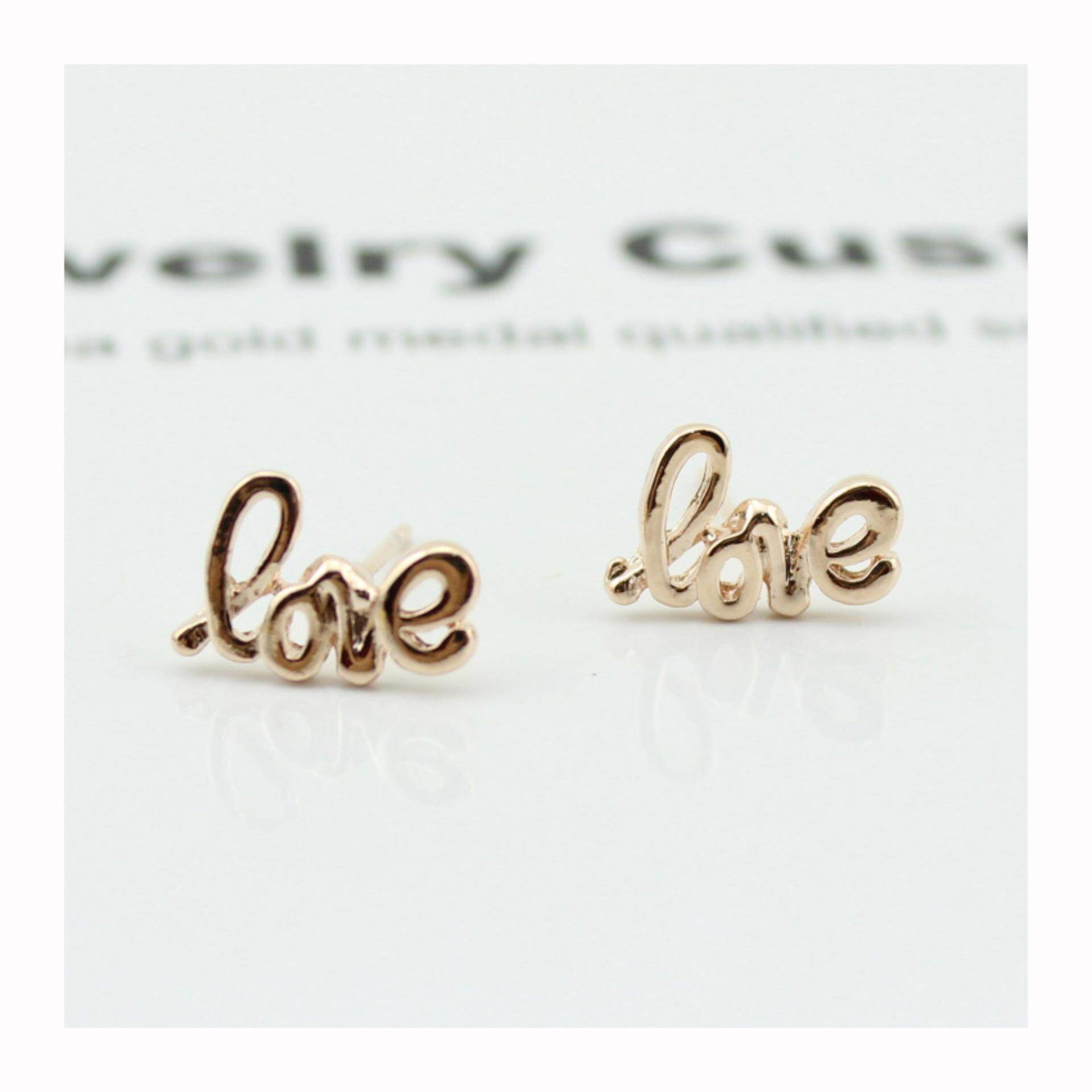 LD Pro 3 Pasang Anting-Anting Pesona Perhiasan Anggun Cinta Earring Perak Kembar Cinta Stud Anting-Anting Woman Stud Giwang Romantis hadiah Untuknya Hadiah Hari Ibu-Internasional