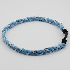 3 Rope 50cm Titanium Ionic Necklace Sports Baseball Softball Soccer Braided Twist(Sky Blue/Sky Blue/White)