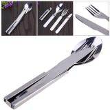 1/3Set 4 in 1 Portable Spoon Fork Knief Opener Camping Outdoor Picnic Tableware