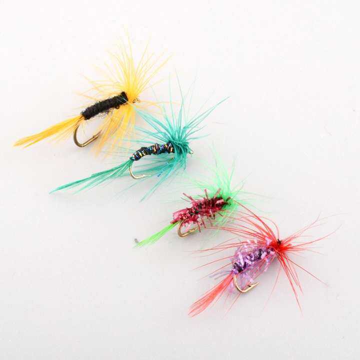4pcs Various Dry Fly Hooks Tackle Tool Fishing Salmon Flies Lures NEW