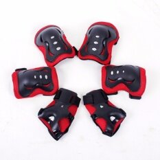 Mainan Yang Indah 6 Pieces Anak-anak Olahraga Luar Ruangan Persneling Pelindung Siku Bantalan Lutut Bantalan Pelindung Pergelangan Sepatu Roda Perlindungan Keselamatan Biru _