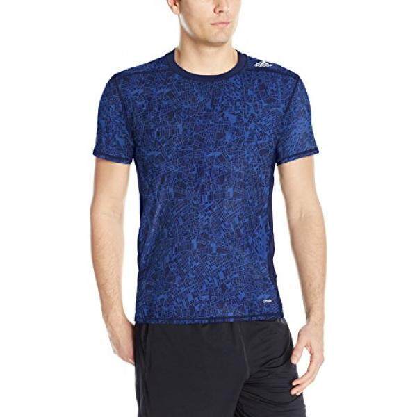 Adidas Pria Pelatihan Mock Gambar Lengan Pendek Kaus Lapisan Dasar, Collegiate Royal-Intl