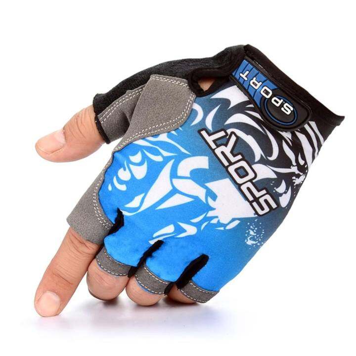 COROMOSE Bicycle Cycling Gloves Non-Slip Breathable Ultrathin Unisex Half Finger Gloves for Fishing Climbing Outdoor Activities Colour:A style Blue Size:L