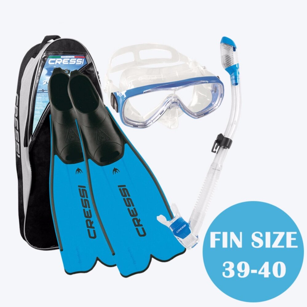 Cressi Rondinella Full Foot Mask Fin Snorkel Set with Bag