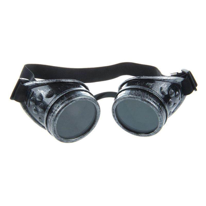 Cyber Goggles Steampunk Welding Goth Cosplay Vintage Goggles Rustic Ancient (Silver/Black) (Intl)