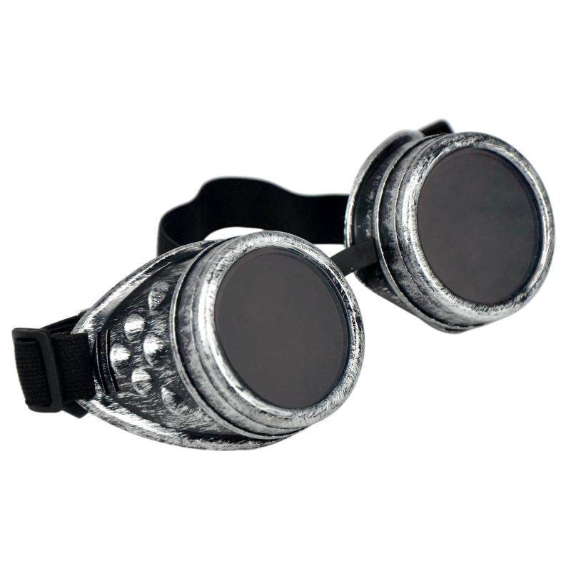 Cyber Goggles Steampunk Welding Goth Cosplay Vintage Goggles Rustic Ancient (Silver/Dark brown) (Intl)