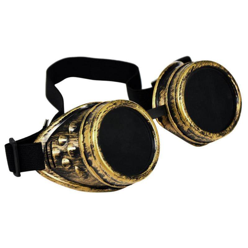 Cyber Goggles Steampunk Welding Goth Cosplay Vintage Goggles Rustic Brass Black (Intl)