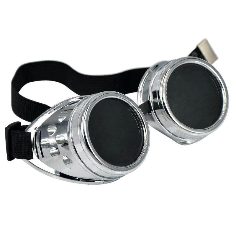 Cyber Goggles Steampunk Welding Goth Cosplay Vintage Goggles Rustic Bright (Silver/Black) (Intl)