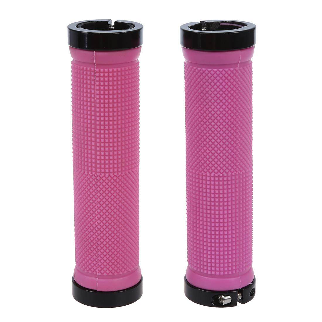Double Jalan Gunung MTB BMX Bersepeda Kunci Sepeda Di Grip Pengunci Pegangan Stang (Merah Muda) (Intl)-Intl