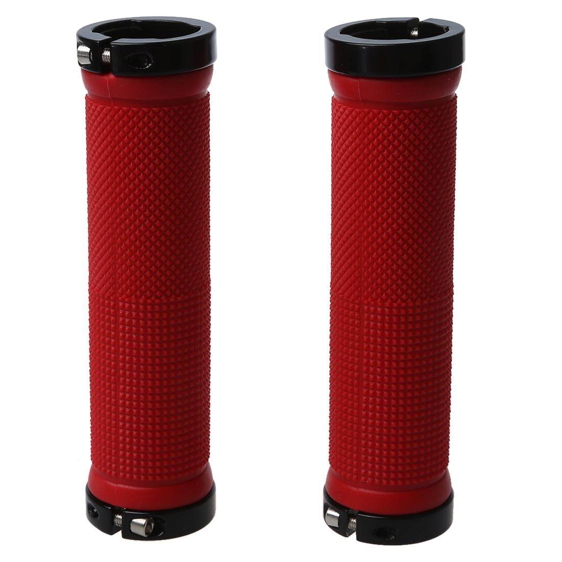 Double Jalan Gunung MTB BMX Bersepeda Kunci Sepeda Di Grip Pengunci Pegangan Stang (Merah) (Intl)-Intl