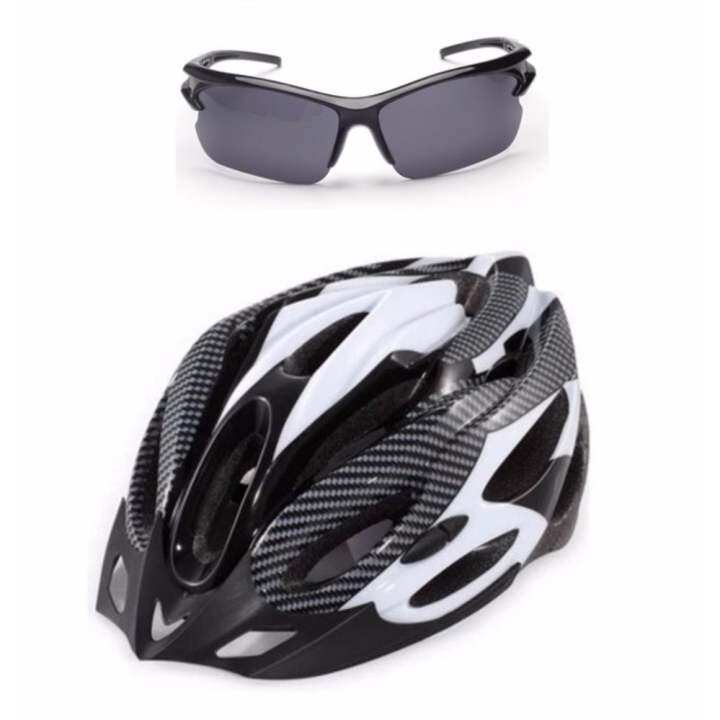 EcoSport Ultralight Cycling Helmet White + UV400 Cycling Glass