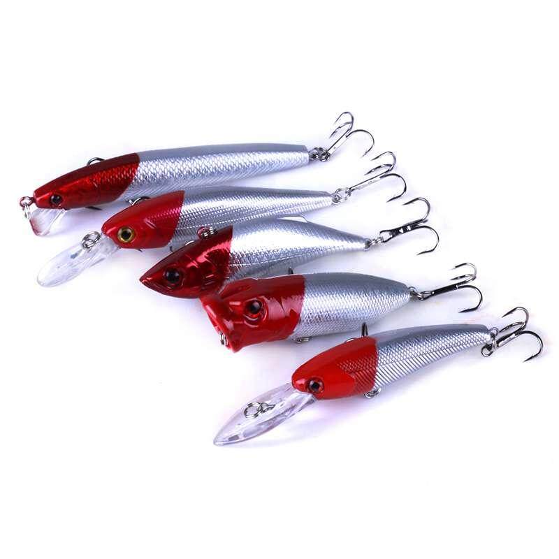 Umpan Pancing S Set Campuran 5 Pcs Umpan Buatan Palsu Orang Yg Tak Dpt Dipercaya Alat Memikat Memancing-Intl