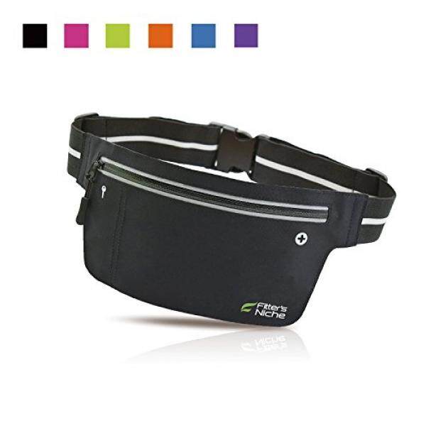 Tukang Niche Ultra Slim Kebugaran Olahraga Tas Sepinggang Paket, Tahan Air Reflektif Adjustable Sabuk Lari Elastis, Cocok iPhone X 8 PLUS sempurna untuk Bersepeda Di Luar Ruangan, Berjalan, Hiking, Tak Terbatas Hitam-Intl