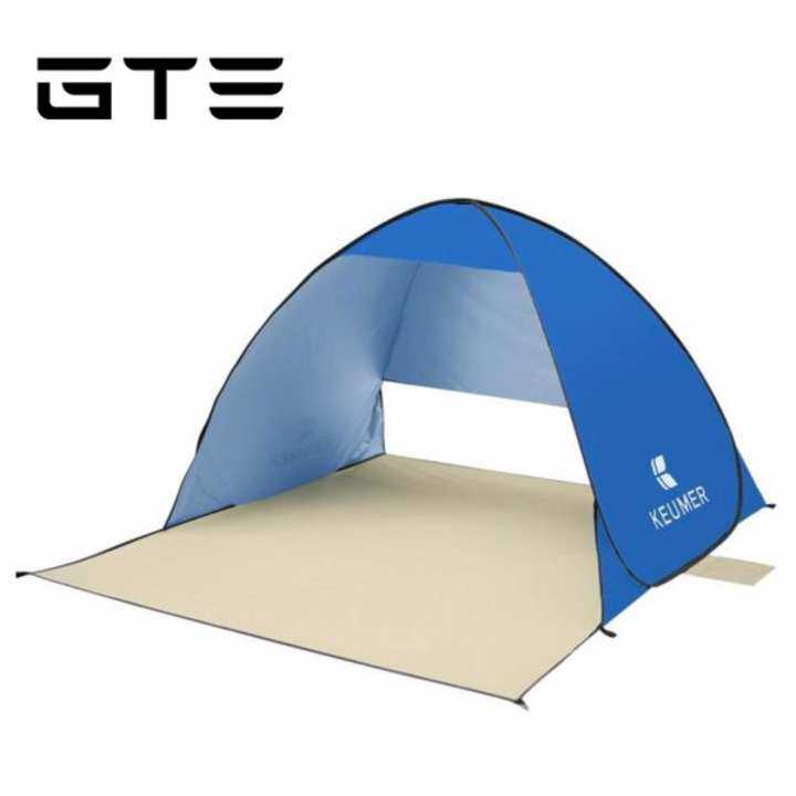 GTE Single Outdoor Family Travel Beach Camping Fishing Hiking Picnic Portable Folding Anti UV Automatic Pop Up Tent Quick Cabana Sun Shelter - 3 Colors Available - Blue - Fulfilled by GTE SHOP