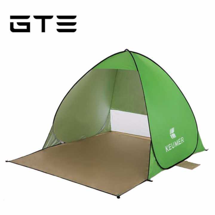 GTE Single Outdoor Family Travel Beach Camping Fishing Hiking Picnic Portable Folding Anti UV Automatic Pop Up Tent Quick Cabana Sun Shelter - 3 Colors Available - Green - Fulfilled by GTE SHOP