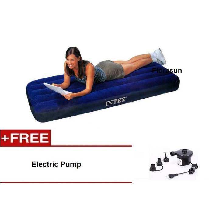 Intex Inflatable Flocked Air Bed Mattress Single (76*191*22