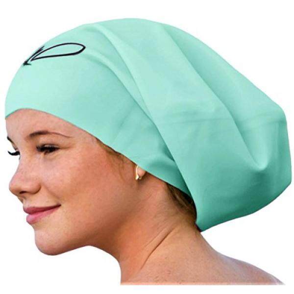Lahtak™ Tambahan Besar Renang Tutup-Bergaya, anti-Air Silikon Berenang Topi untuk Rambut Panjang Wanita & Pria Dirancang untuk Rambut Tebal, keriting atau Gimbal Rambut Setelan Perenang Rekreasi (Mint)-Internasional