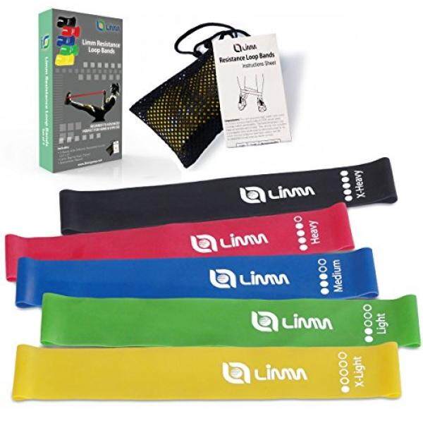 Limm Latihan dengan Gelang Resisten Loop-Set 5, 12 Inci Ban Olahraga untuk Fitness Dirumah, Peregangan, terapi Fisik dan Banyak Lagi-Termasuk Bonus EBook Petunjuk Instruksi Online Video & Tas Laptop-Intl