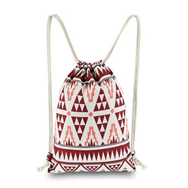 Miomao Tas Punggung Kanvas Serut At Zalora Now!! Southwest Geometris Gym Luar Ruangan Sackpack Tim Olahraga Pelatihan Ransel Yoga Daypack Tote Tas Tangan Tas Cantik, 13X18 Inci, Burdy-Intl