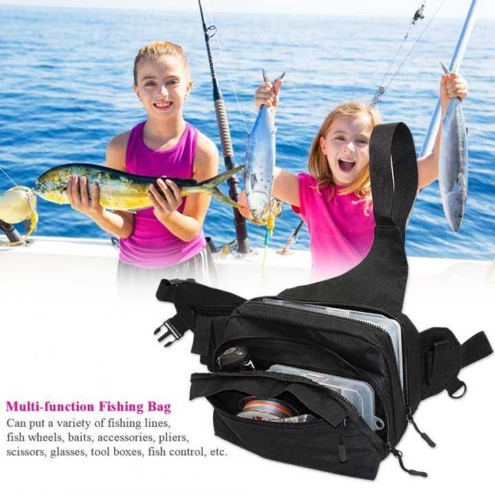 Multi-function Durable Canvas Fishing Tackle Storage Bag Waist Pack for Outdoor Sports