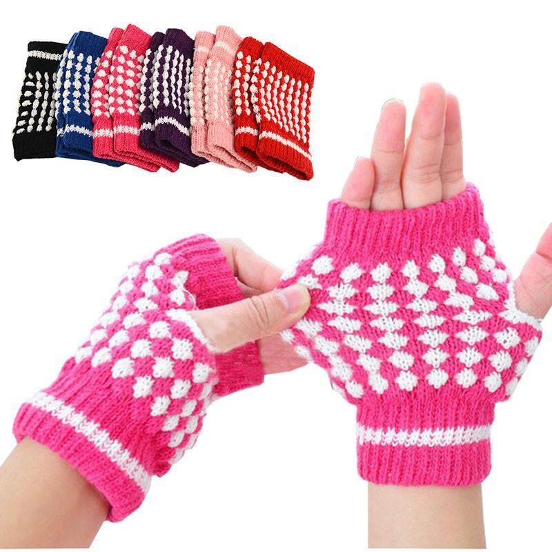 Baru Lucu Perempuan Knitting Hangat Sarung Tangan Mitten Nanas Pola Setengah Sarung Tangan-Internasional