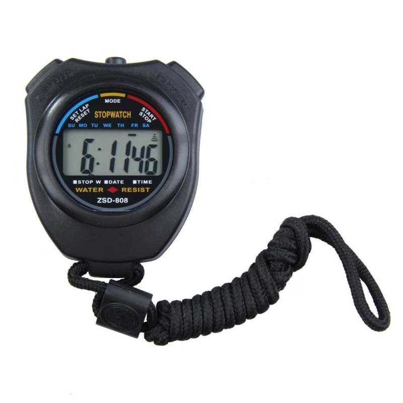New Digital Running Timer Chronograph Sports Stopwatch Counter with Strap (Black) Malaysia