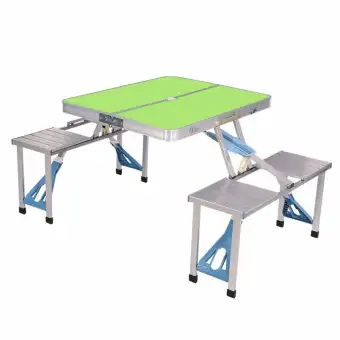 Outdoor Aluminum Portable Folding Suitcase Camping Picnic Table With Outdoor Aluminum Portable Folding Suitcase Camping Picnic Table With 4 Seats
