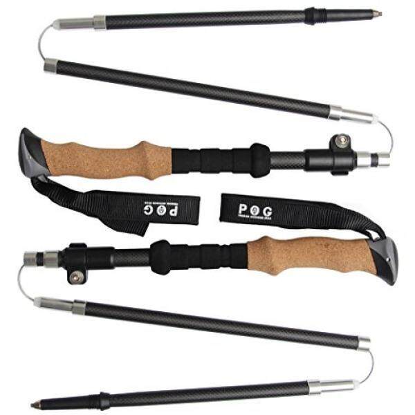 POG Lipat Tongkat Trekking-Serat Karbon 100% dengan Gabus Alami Grip-Ultralight, Dapat Disesuaikan dilipat-Sempurna untuk Hikin-Intl