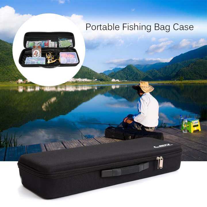 Portable Fishing Bag Case EVA Shockproof Fishing Rod and Reel Carry Bag Fishing Pole Storage Bag Case Fishing Hunting Tackle Tool Gear Organizer
