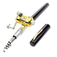 Qimiao Portable Telescopic Mini Fishing Pole Aluminum Alloy Pocket Pen Shape Fishing Rod With Lightweight Reel Wheel For Saltwater/Ice Fishing Color:Black Lengh:1 meters
