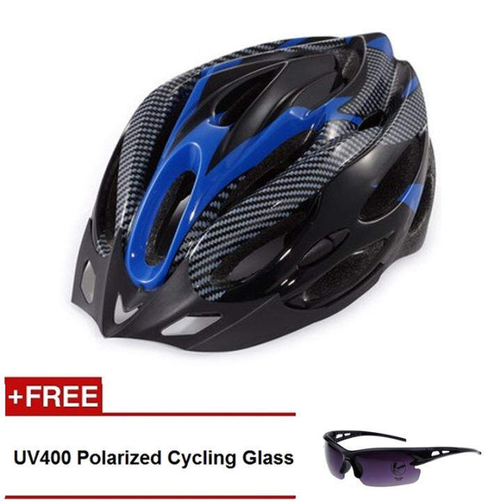 QNIGLO Adjustable Mountain Bicycle Road Bike Cycling Helmet with Visor Blue