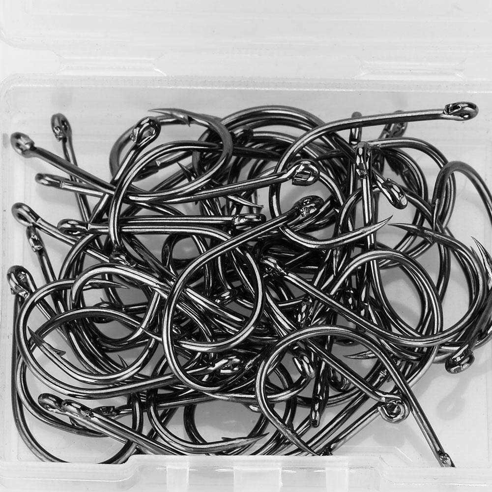 Sungai Laut Memancing Kait Gesper Hanger Umpan Alat Pancing Karbon Baja Hitam Kotak Paket-Internasional