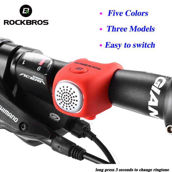 ROCKBROS Electric Cycling Bike Bells Horn Three Voice Rainproof MTB Bicycle Handlebar Bell