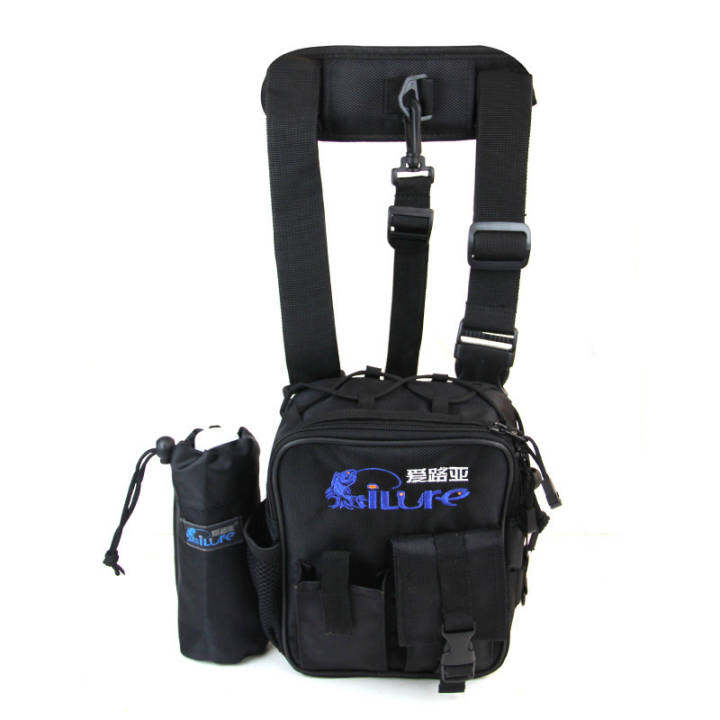 Waterproof Fishing Tackle Bag Pack Shoulder Waist Box Reel Lure Storage (Black)-