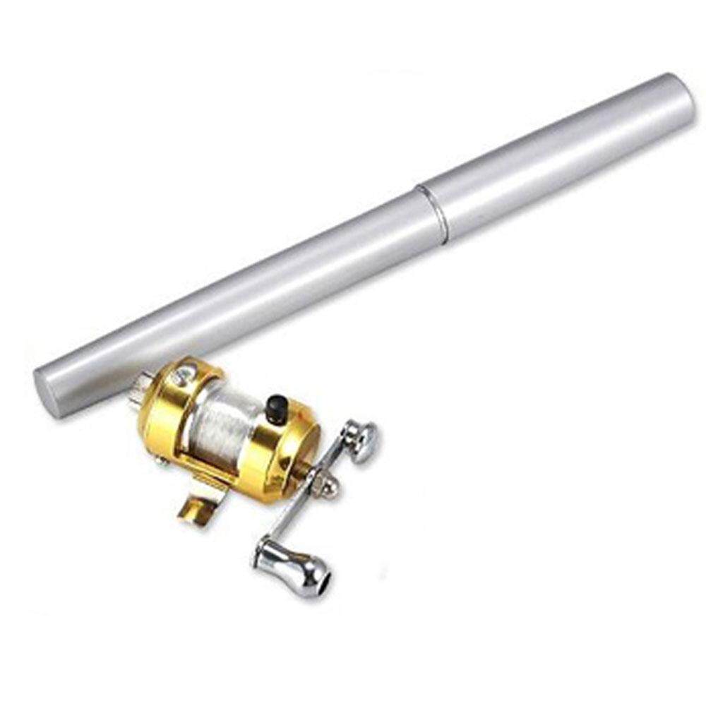 Xunmei Mini Saku Aluminium Paduan Drum Roda Pulpen Bentuk Pancingan (Perak)-Internasional