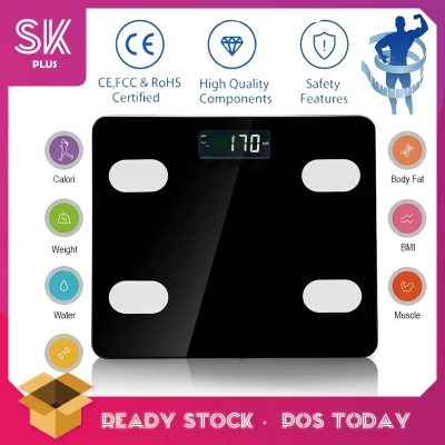 SKPLUS Tempered Glass LCD Electronic Scale Digital Body Fat Analyse Scale BMI Healthy Body Scale - Fulfilled By SKPLUS