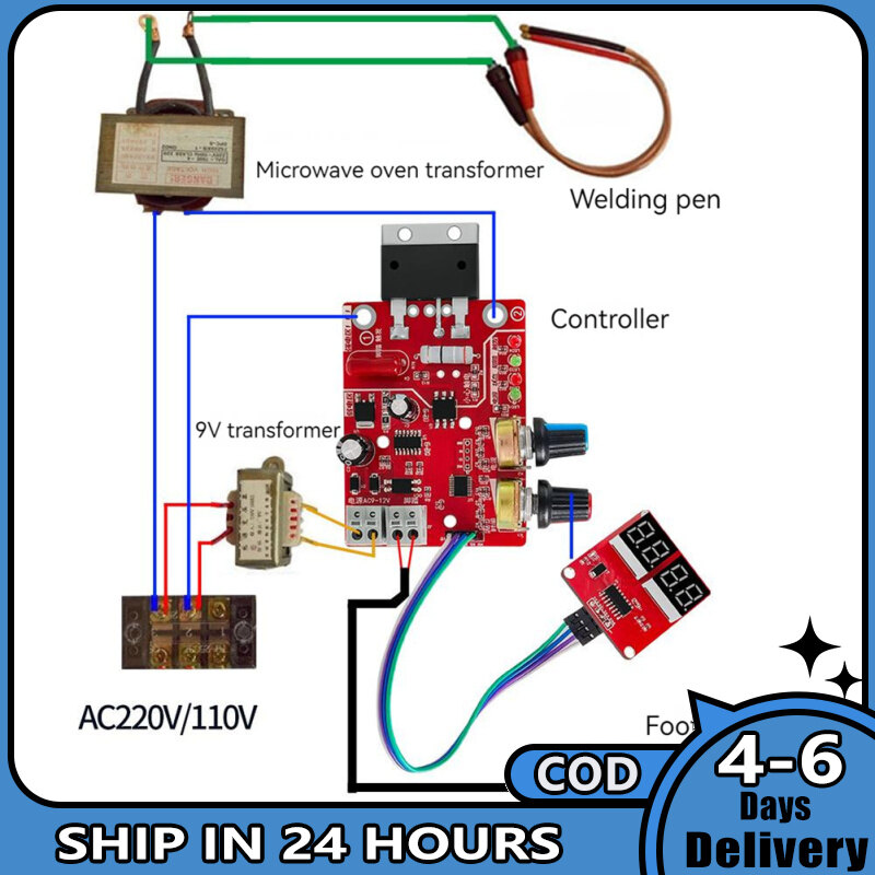 Ny-d01 Spot Welders Control Board 100A/40A Digital Display Spot Welding Time Current Controller Panel Diy Parts